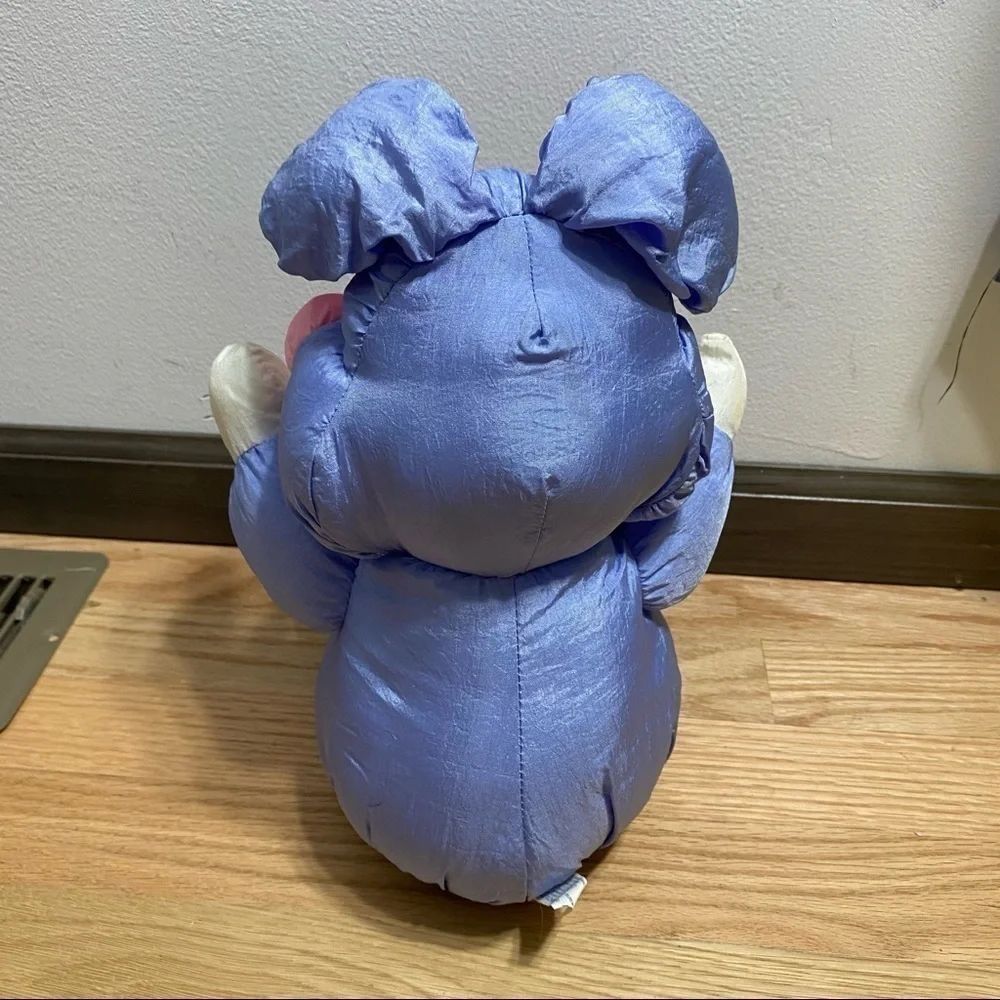Vintage Puffy Easter Bunny Plush Purple Yellow Stuffed Animal